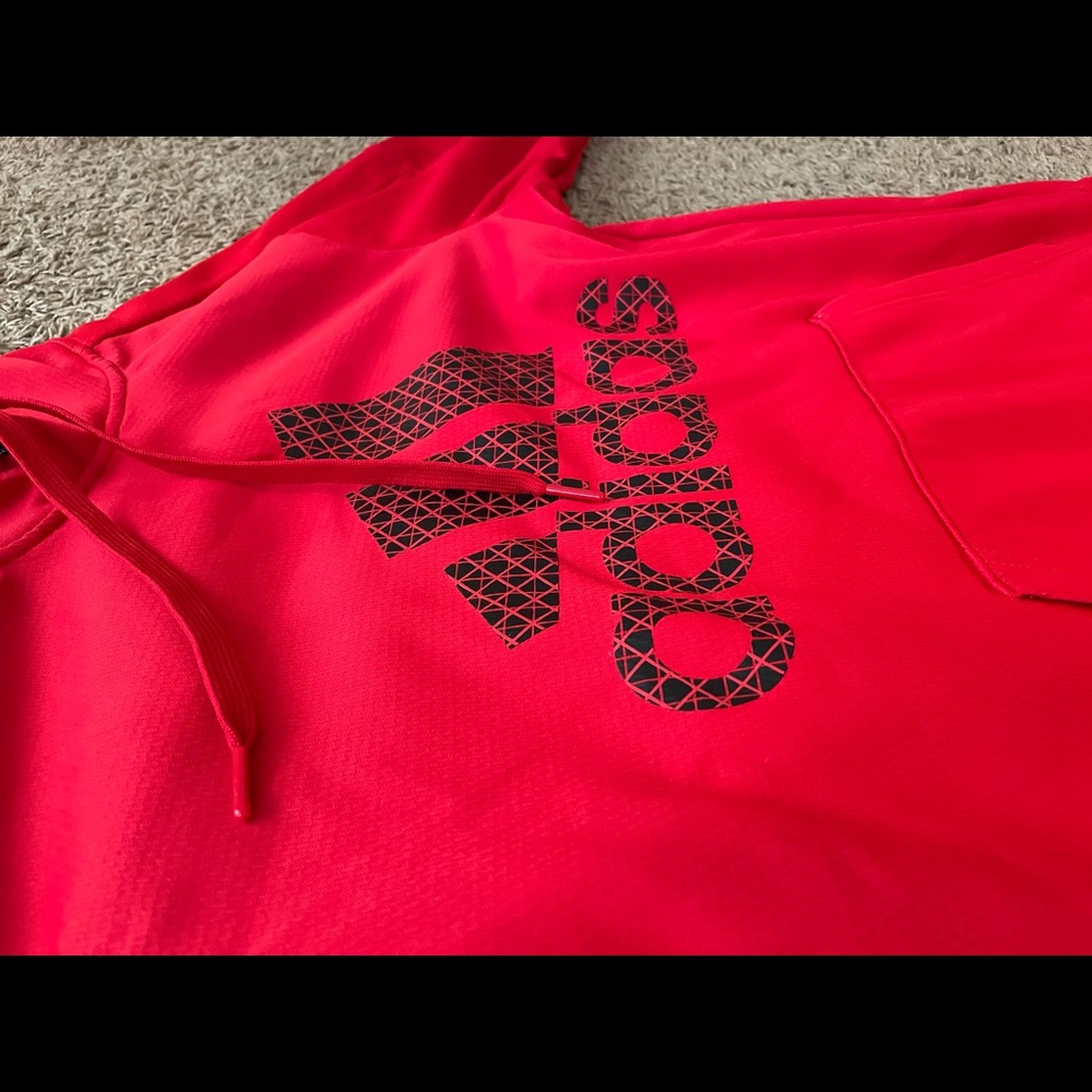 Adidas Bright Red DrawString Hoodie Size M